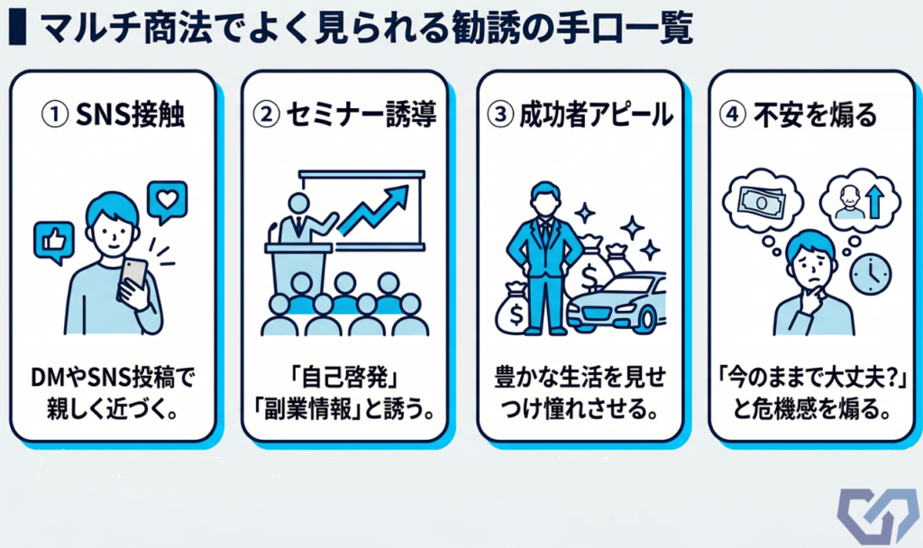 マルチ商法でよく見られる勧誘の手口